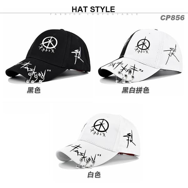 Graffititryck Baseballkeps Koreansk Tryckkeps Svart Och Vit Kamp Student Bred Brätte Keps Böjd Brätte Keps