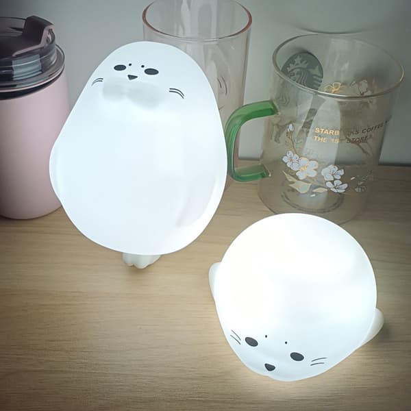 Nattlampe, tofarget LED Squishy Sel-lampe, Søt Silikon