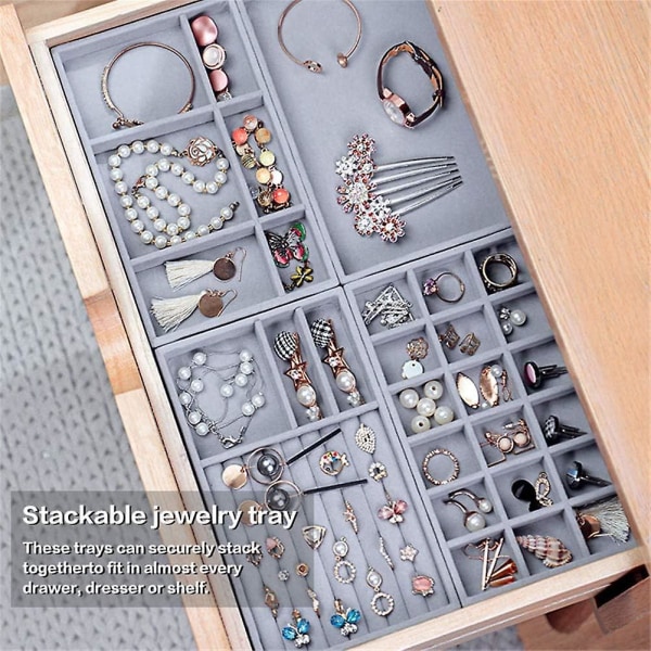 Smycken Organizer Låda Smycken Förvaring Låda Insats Organiseringssystem Förvaring Örhängen Smycken Bricka Stapelbar
