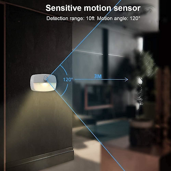 4-pack 3a batteridrivna rörelsesensor nattljus klistra på garderob, trappor