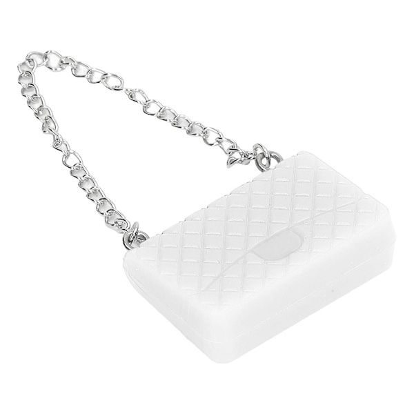 Dukkehåndtaske i lyse farver med fint håndværk Delikat miniature dukkehus taske rekvisitter til 1:12 dukkehus Hvid