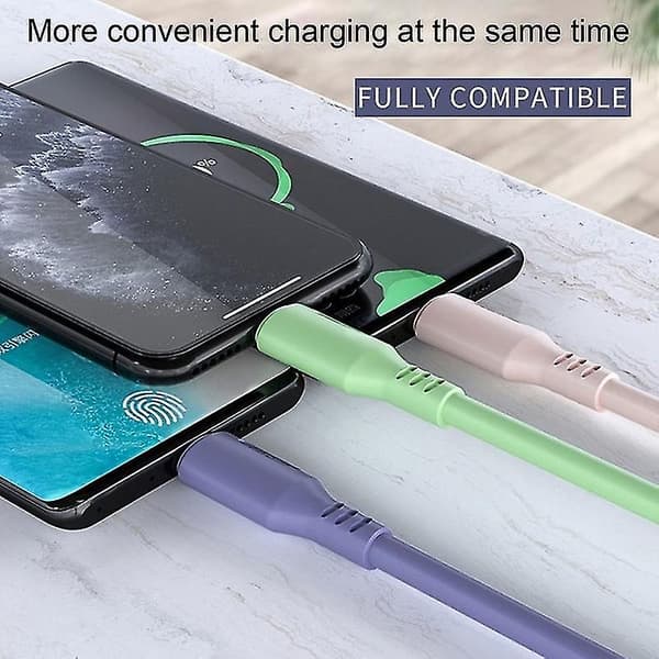 Datakabel 3-i-1 Universal 1,2m 8pin Typ-c Micro Usb Snabbladdningskabel Kompatibel Iphone Q（Grön）