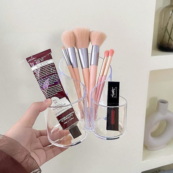 Skrivebords makeup børste opbevaringsboks S-formet gennemsigtig penneholder enkel brevpapir opbevarings spand