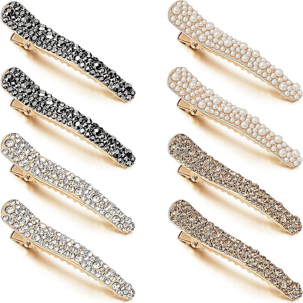 16 stycken pärlor strass alligator hårklämmor strass anknäbbklämmor anknäbb hårnålar hårspännen för kvinnor flickor hårstyling verktyg accessoarer
