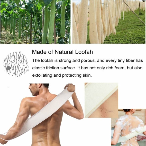 2 Pack Natural Loofah -kuorintasieni kylpyyn, selkään, iholle, kasvoille, vartalolle, kylpylään, miehille ja naisille