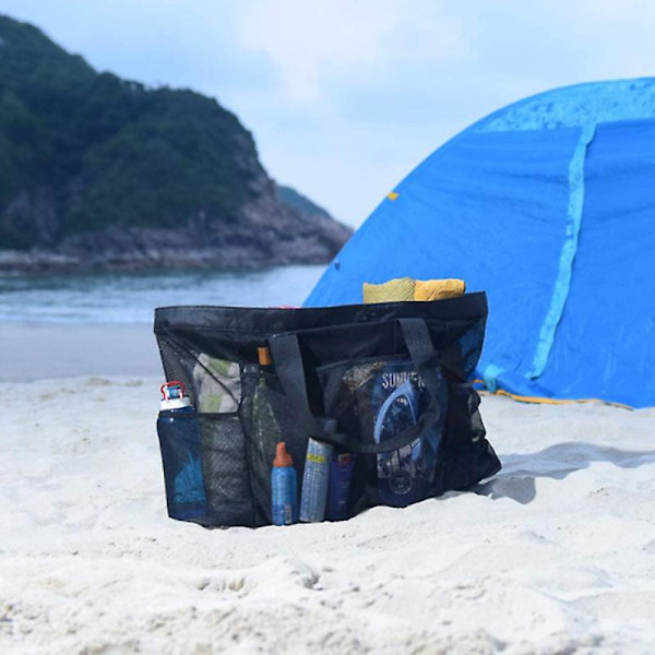 Strandväska Strandhandväska Strandförvaringsväska med dragkedjeficka för unisex