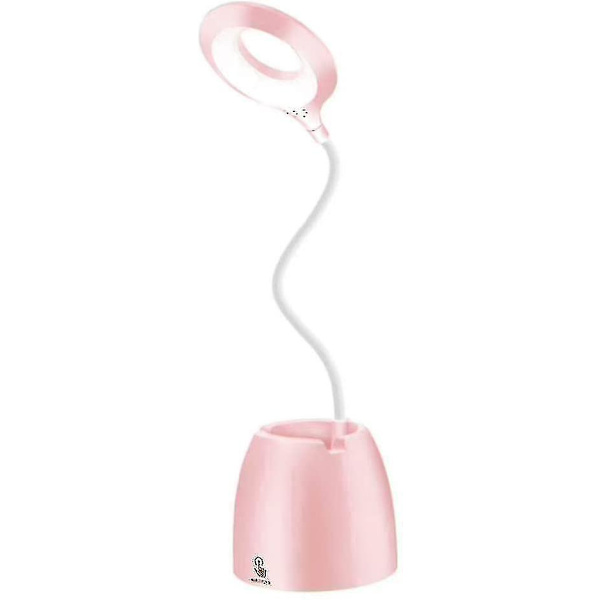 Söpö pyöreä kynätelineen pöytälamppu - Mini pieni pöytälamppu kotitoimistoon (vaaleanpunainen)