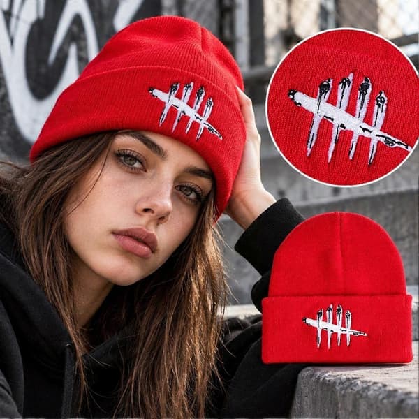 Gaming Beanie Hue Polyester Tætsiddende Strækbar Vinter Streetwear Kuldebeskyttelse Red
