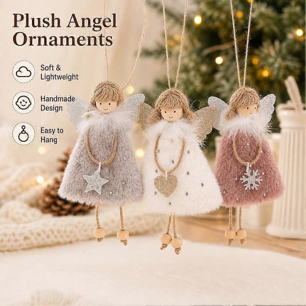 Juleengel-ophæng - Blød juletræspynt med glitrende vinger White