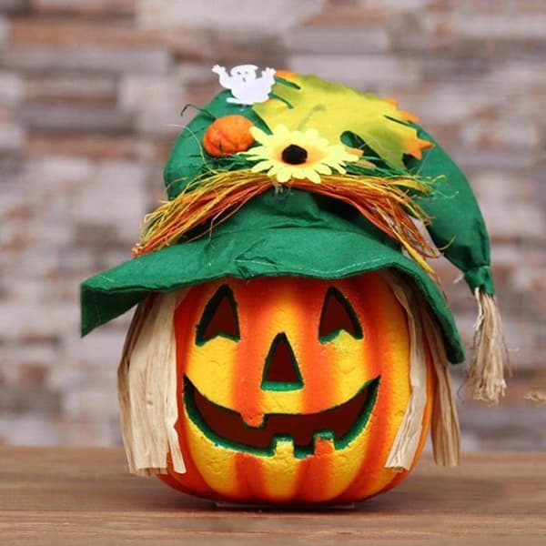 LED græskarlampe til Halloween: mos havepynt, ideel til fester og højtiden. YYV