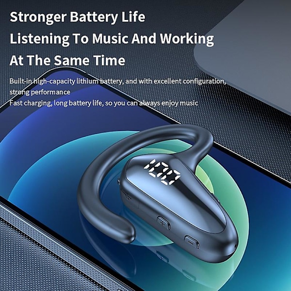 Business Earhook Bluetooth-øretelefon Lang batterilevetid Stereo Sport Headset Støyreduksjon Bluetooth-hodetelefoner For Gym Running Sport Kjørehodetelefoner