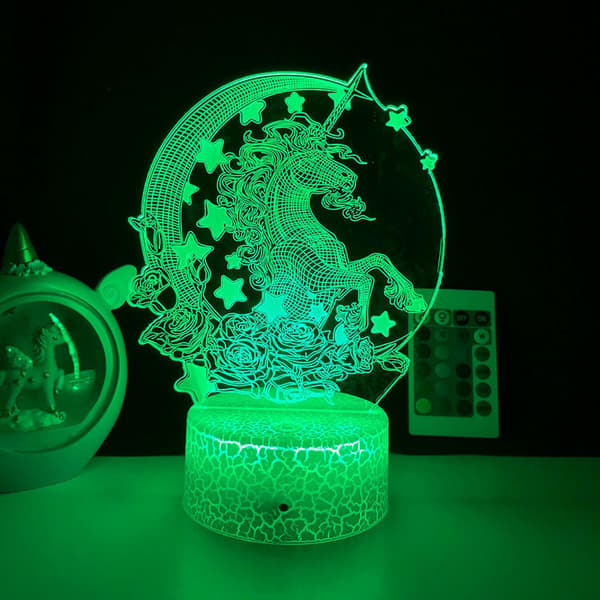 LED nattlys Unicorn-serien 3D illusjonslampe