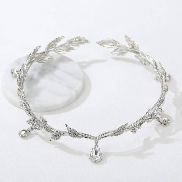 Rhinestone Blad Bryllupskrone Pannebånd Er Egnet For Bruder, Krystall Anheng Hodeplagg Hodeplagg