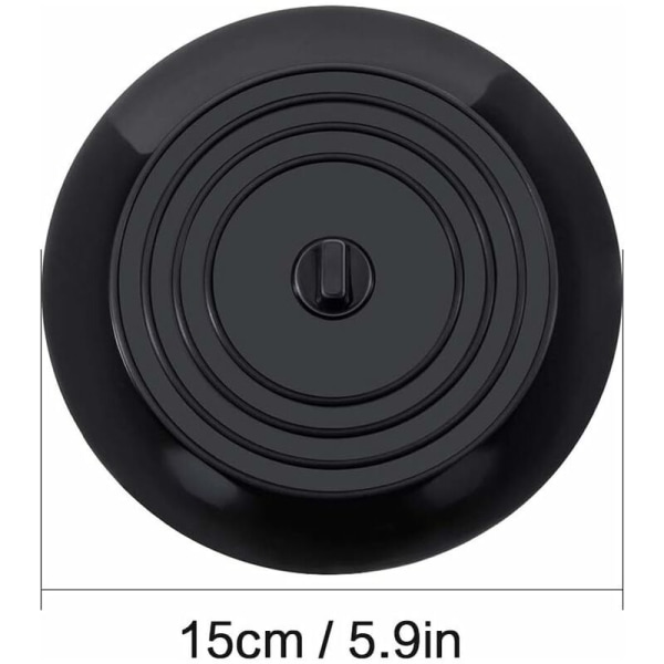 6 tommer silikone karprop Afløbsprop til køkken, badeværelse og vaskeri (sort) - DKSFJKL