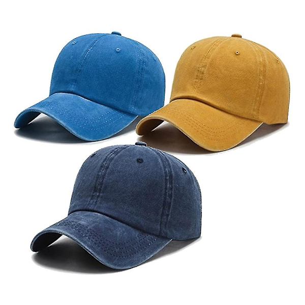 3 stk. personlige herre gadevask denim ensfarvet lys plade baseball kasket kvinde solskygge kasket（Blandet stil3）