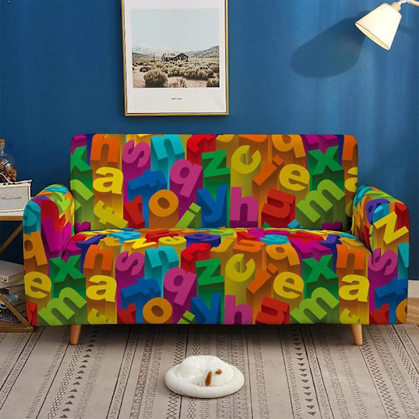 Fargerikt mønster sofaovertrekk supersterkt elastisk støvtett sofaovertrekk 3 seter