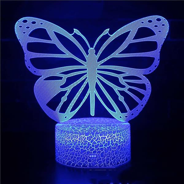 Sommerfugl Natlampe, Fødselsdagsgave Til Piger 3d Illusion