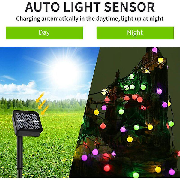 Solcellslingor utomhus, 60 LED 10 m vattentäta Ip65 slingor med 8 stämningsbelysningslägen Vacker dekorationsbelysning för trädgård uteplats staket gård H