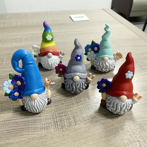 4 tum, 1 st, halloween dekorationer trädgård, stolt tomte regnbåge tomte harts tomte staty