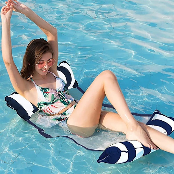 4-i-1 Hängmatta Uppblåsbar Pool Float, Multifunktionell Pool Hängmatta Loungestol, Saddledrifterhammock Poolstol, Bärbar Vattenhängmatta