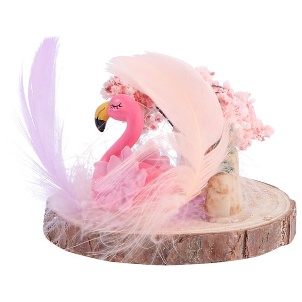 1 stk. Mikrolandskabsudsmykning Flamingo og Blomster Ornament Hjemmedekoration（8X6cm，Pink）