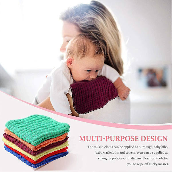 6 Stora Muslin-Rapar 20 x 10 Tum Multi-Färgade Muslin-Tvättservetter Rapar-Duk Blöjor 6 Absorberande Lager Muslin-Ansiktshanddukar för Bebis