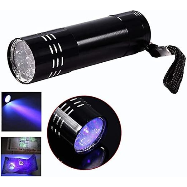 Dww-UV 9 LED 395nm UV-ficklampa ficklampa UV-pennfacklampa för smuts och falska sedlar