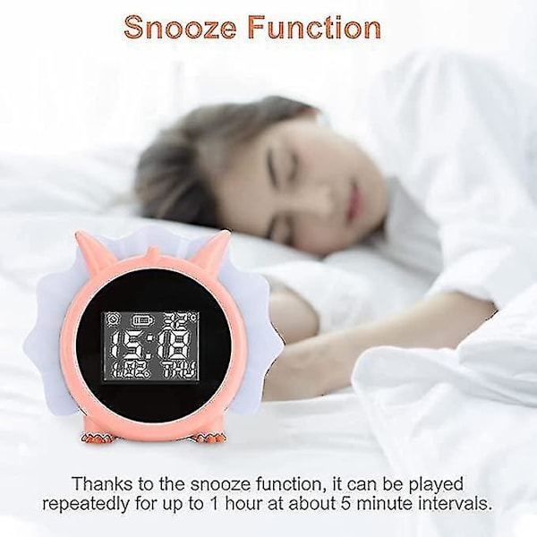 Barnealarmklokke, Dinosaur Digital Alarm Clock, Toddler Oppladbare Usb-klokker Med Nattlys For Jenter Gutter