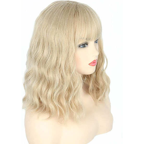 Blond parykk for kvinner parykk med frynser mote daglig bruk syntetisk parykk (blond) Acsergery gave