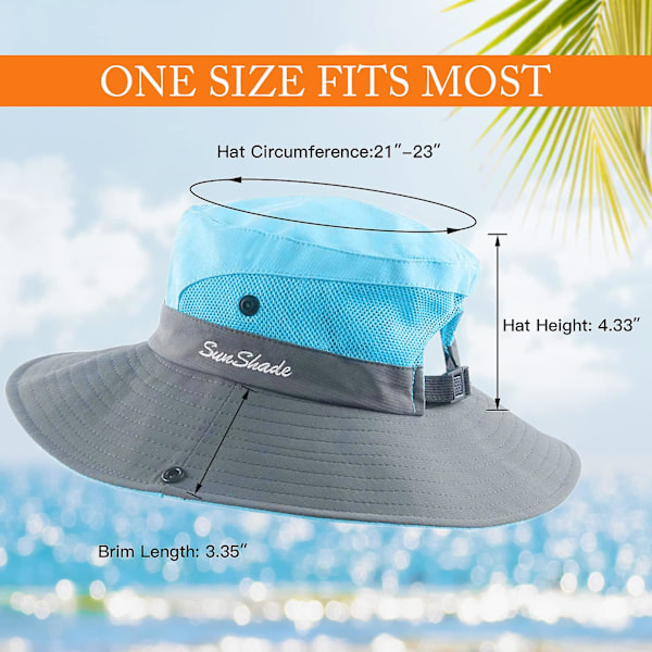 Dame solhatte, strandhatte, hestehalehatte, dame UV-beskyttelse bredskygget solhatte（One Size，pink）