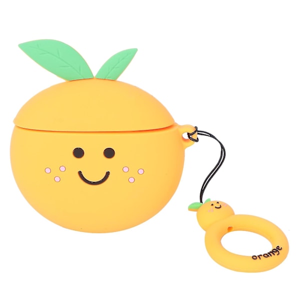 Kreativa frukter hörlurar skyddande hållare 3d orange öronsnäckor skydd kompatibel för Airpods（Storlek 1，Bild 2）