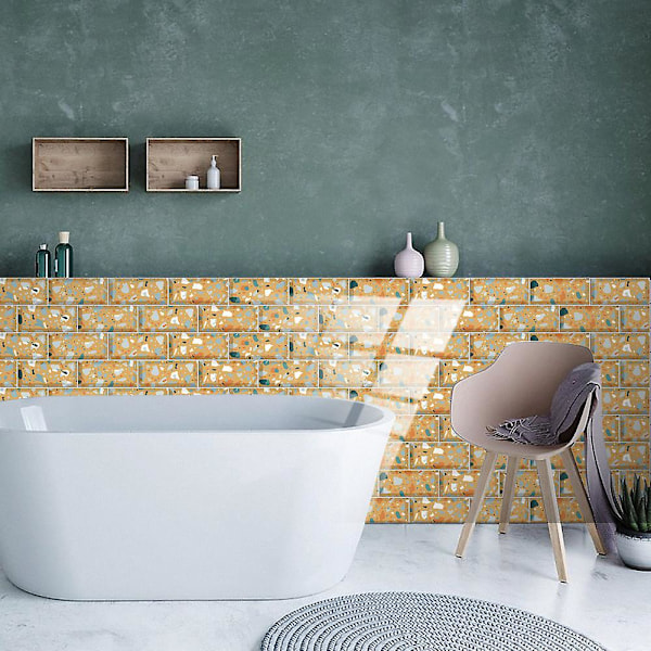 Imitation vægfliser Terrazzo fliser selvklæbende krystalfilm gulv klistermærker hjem renovering væg klistermærker 24stk