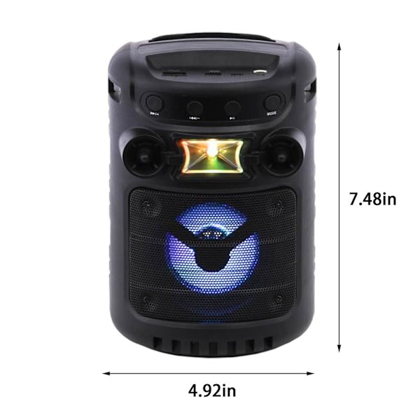 Bluetooth-högtalare, bärbar utomhusstereo med färgade löpande lampor（Fri storlek，Svart）