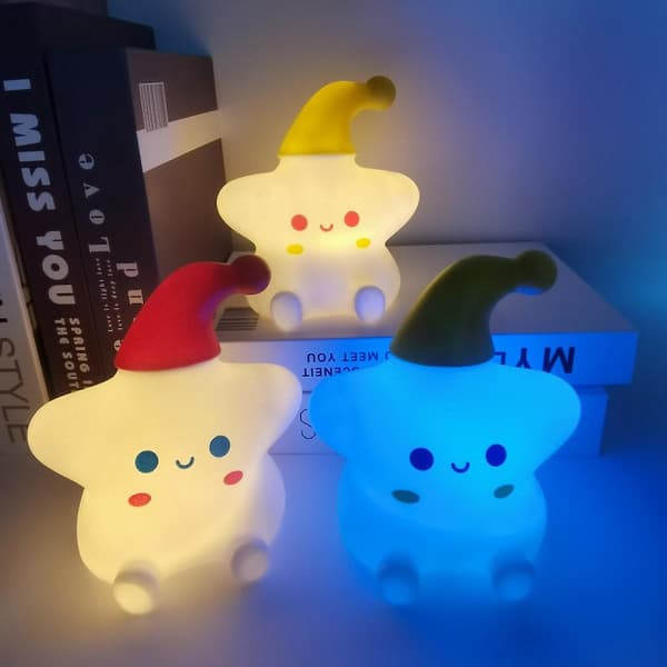 Stjernenattlys for barn LED, søt nattbordslampe soverom Co