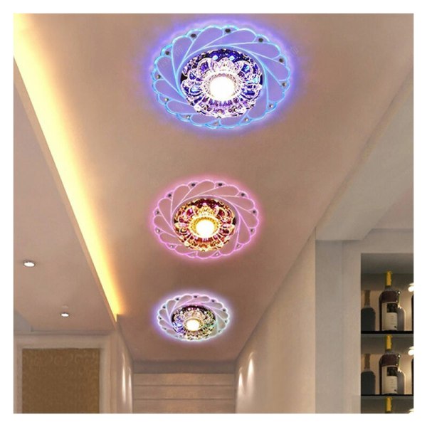 Lofts lys. Moderne rund krystal LED-loftslampe til stue, gang, gang (farve: flerfarvet), 5W