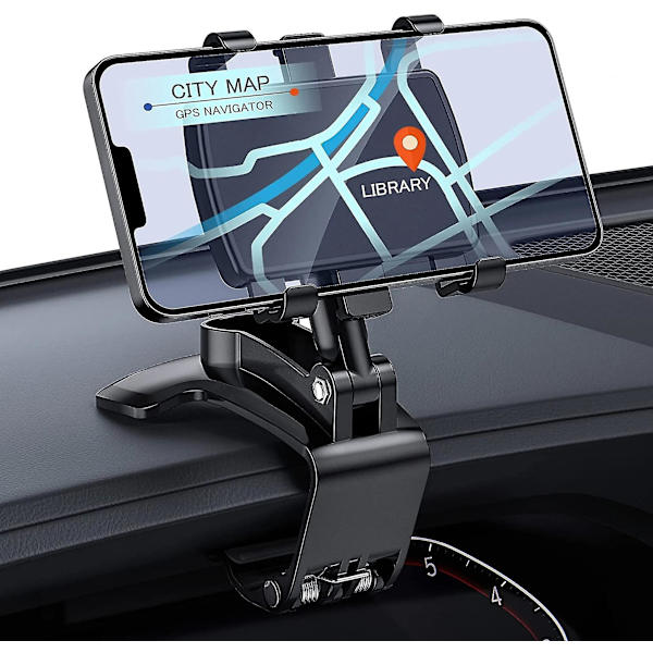 Biltelefonholderfeste for dashbord, universell 360 roterbar telefonbilklipsfeste for 4\"-7\" smarttelefoner