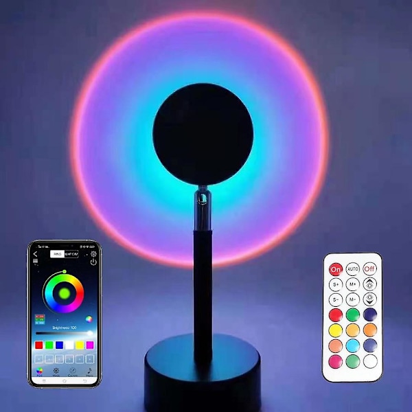 16 färger app solnedgång projektor lampa regnbåge atmosfär led nattlampa för hem sovrum kaffe butik bakgrund led lampa（Inget stöd hylla2）