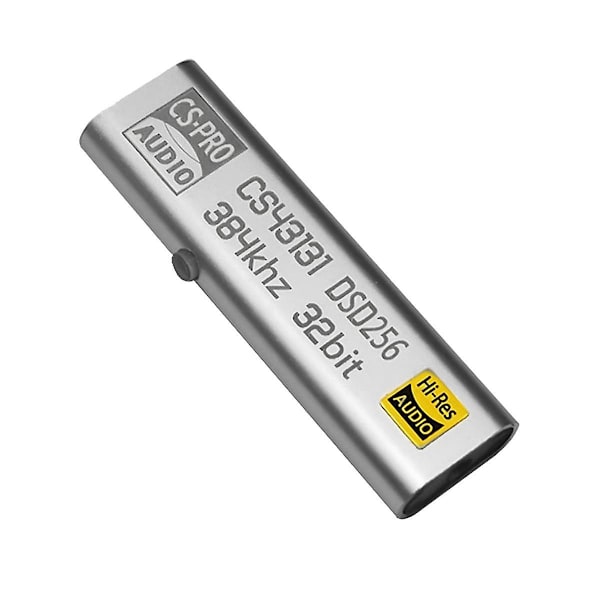 TYPE C till 3,5 MM DSD256 Dekoder för Android Hörlursförstärkare Adapter DAC Bärbar USB Logic Hifi（Silver）