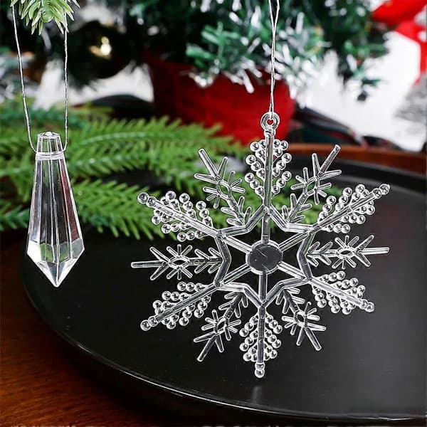 Snöflingeprydnader i akryl, krossäkra, 12/24-pack för julgran B 12pcs