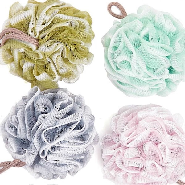 4-pack Mesh Puff Duscharboll Bad Duschsvamp Kroppsskrubb Exfoliator (Färg: Grön2, Storlek: 4 st) Grön2 4 st