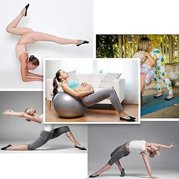 Yogastrumpor, 2 par Yoga Pilatesstrumpor för kvinnor med grepp och remmar för lätt att bära, Pilatesstrumpor i bomull (svart och grå)