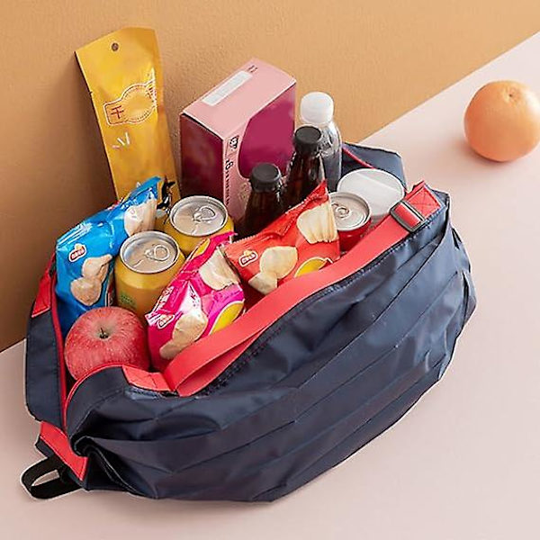 Indkøbsposer, 68 cm sammenklappelig indkøbspose, marineblå genanvendelig indkøbspose, rivefast nylon, indkøbspose til indkøb, picnic, rejser