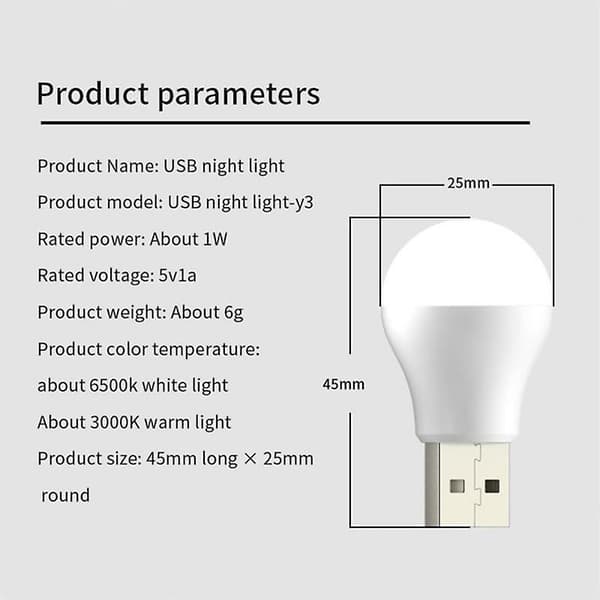 Usb nattlys LED-lampe Mini Usb lys Bærbar mini lys Bærbare lys Boklys Mini runde nattlys Øyebeskyttelse lys Skrivebordsboklys