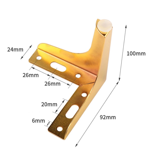 4-delat set Guld Metall Triangulära sängben Gör-det-själv-möbler Soffben med skruvar - 10 cm
