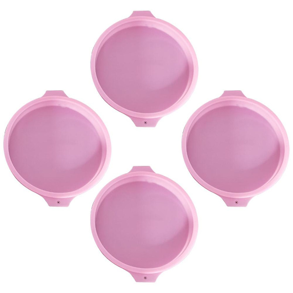 Sett med 4 8\" runde regnbue mousse kakeformer - Rosa | Kakeform