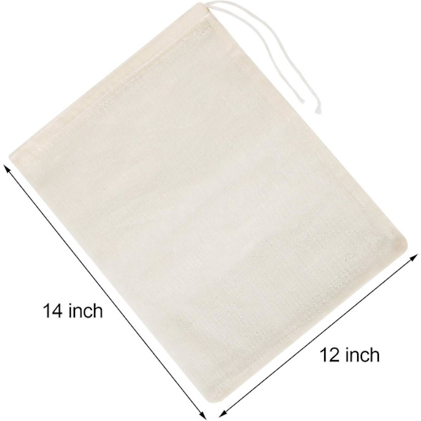4 stk. ostelærredsposer - Nøddemælkesigteposer i muslin til yoghurt, kaffe, te, juice og vin (stor, 30*35cm)