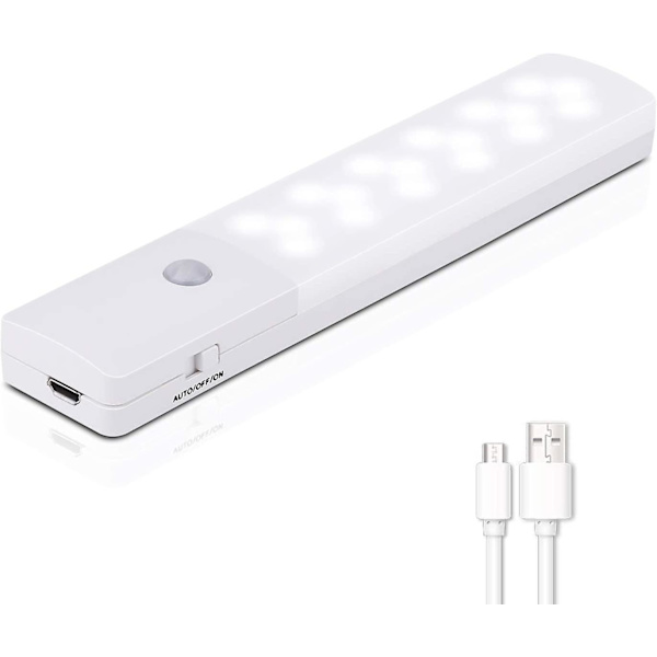 Trådløs natlampe med bevægelsessensor, 18 LED USB-opladningslampe med 3 gaver