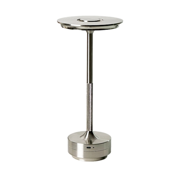 Trådløs bordlampe dimbar vanntett metall USB oppladbar bordlampe - 1 stk (sølv)