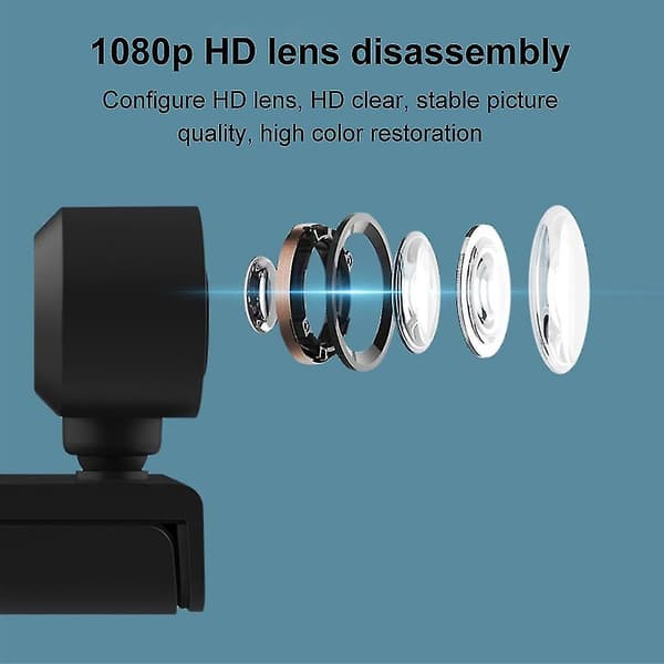 Webbkamera 1080p HD Stream Video Streaming, Inspelning, Konferenser Digital Webkamera