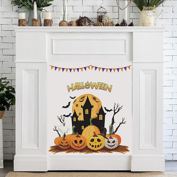 DWW-Halloween tecknad pumpa måne slott barn sovrum entré hem dekoration väggdekaler